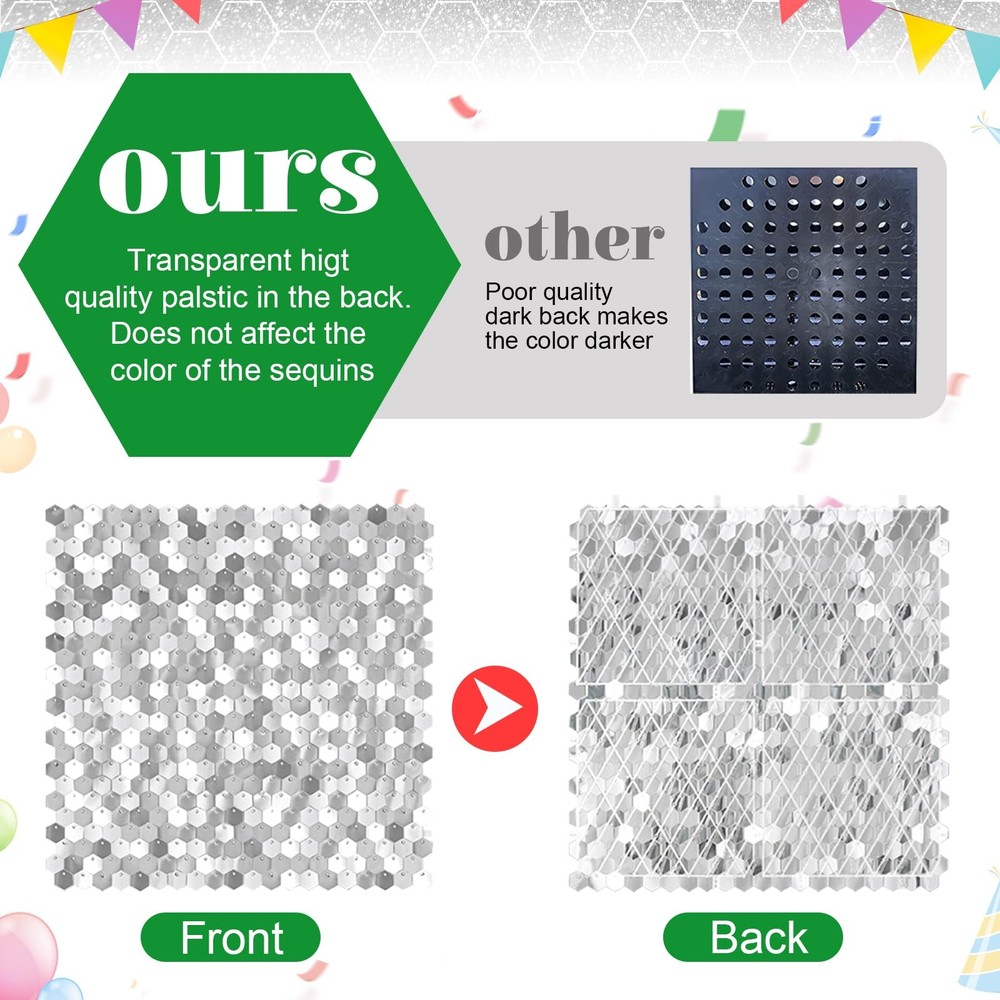 Silver Shimmer Wall Backdrop Silver Sequin Backdrop 24 Panels Glitter Photo Back