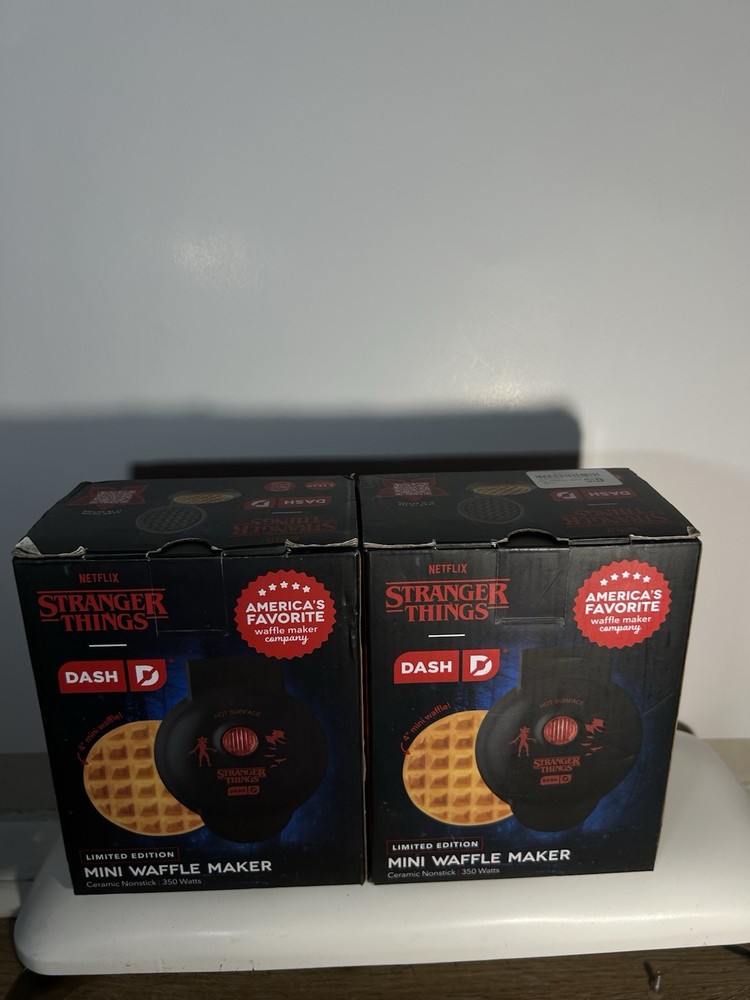 2 Pack Dash Stranger Things Mini Waffle Maker Limited Edition 4” Nonstick New