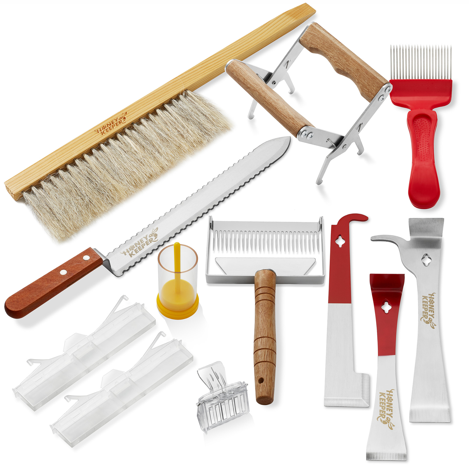 12 PC Beekeeping Tool Kit - Bee Brush Cage Frame Grip Beekeeper Starter Supplies