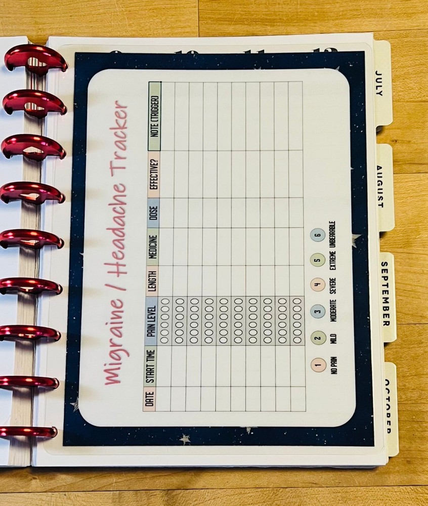 Migraine Headache Tracker Dashboard for use with Classic HAPPY Planner~