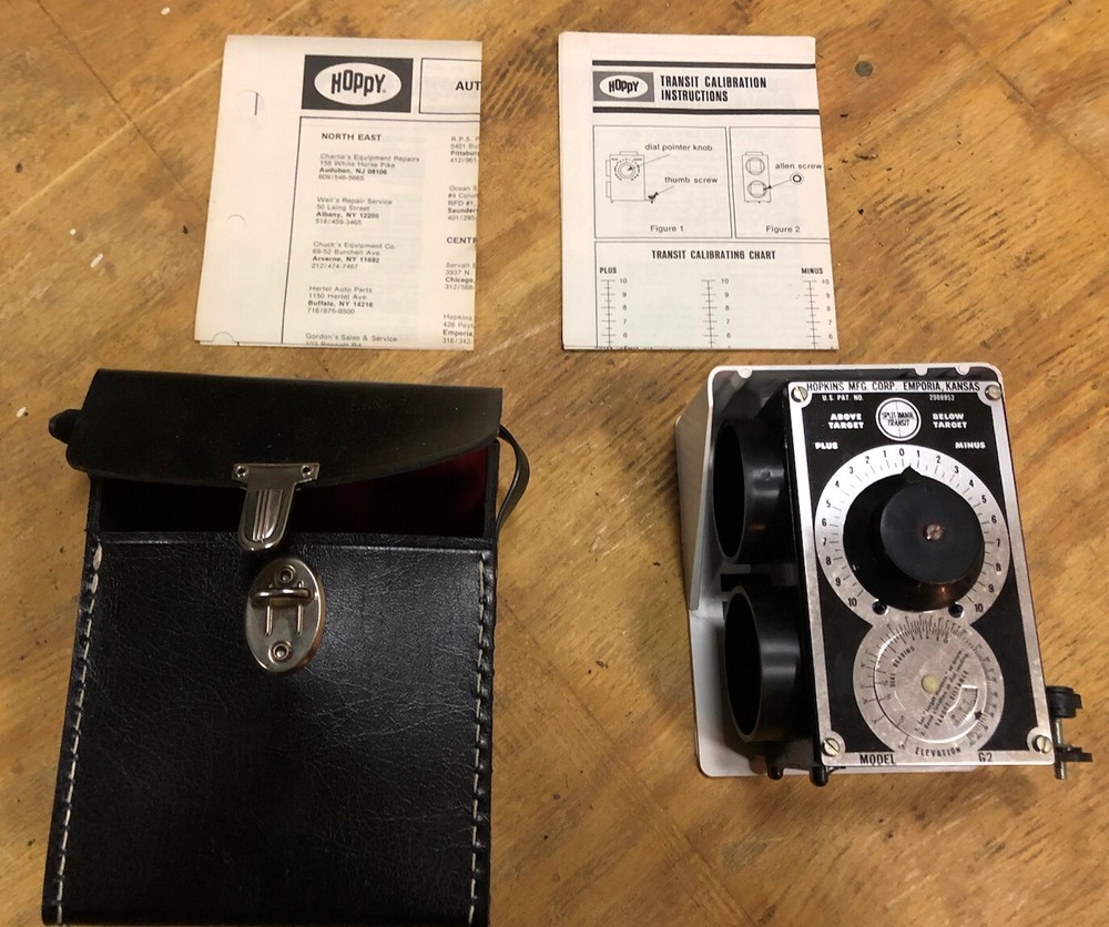 Hopkins Hoppy Split-image Transit Level Model G2 with Case &  Instructions