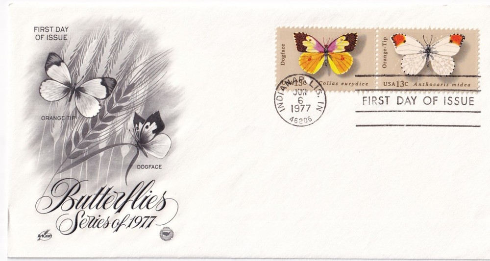 STAMP US SCOTT 1714, 1715 "Butterflies" 13 CENT 1977 FDC PAIR - D