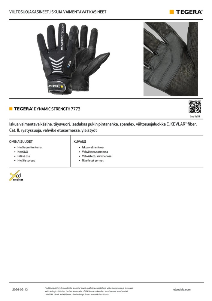 Ejendals Tegera 7773 Cut Resistant Impact Work Gloves