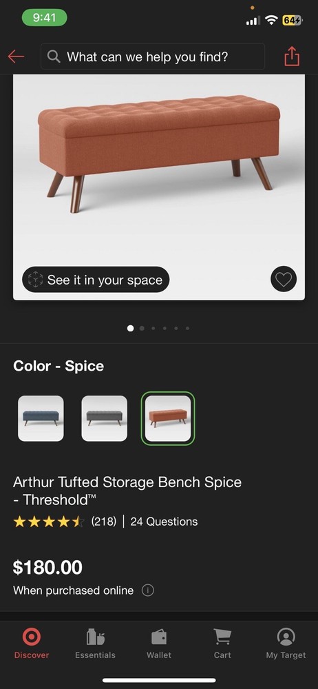 Arthur Tufted Storage Bench with Storage Threshold" (NEW / ASSEMBLED)