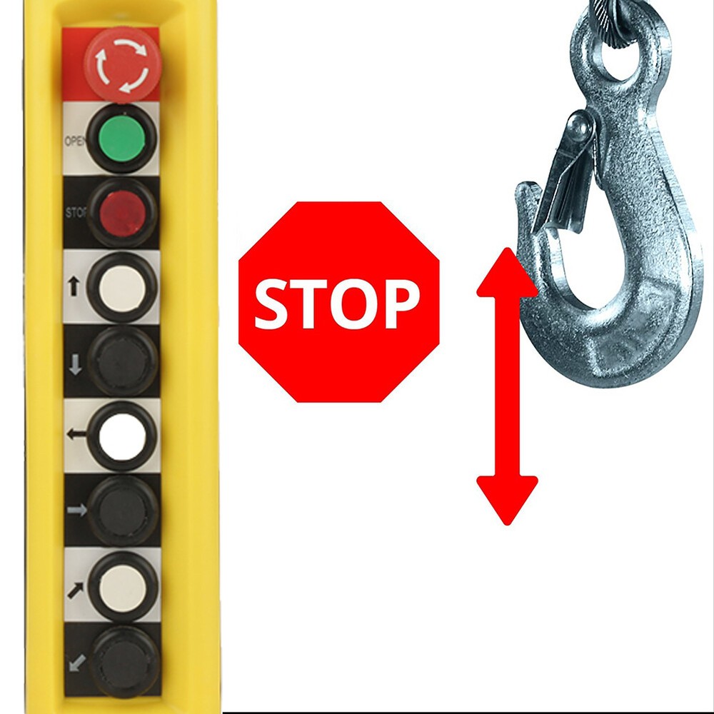 CraneChain Hoist Push Button Switch Lifting Pendant Controller W/Emergency Stop