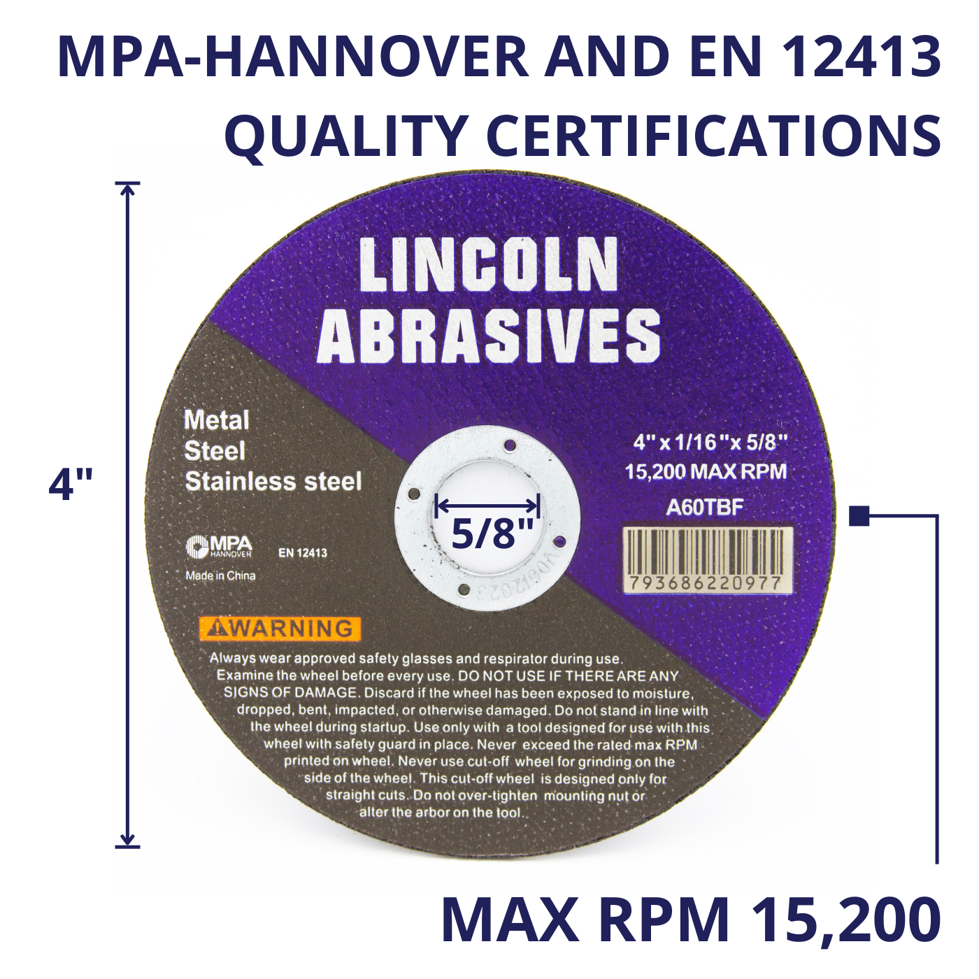 10 Pack 4" x 1/16" x 5/8" Cut off Wheels Stainless Steel Metal Cutting Discs