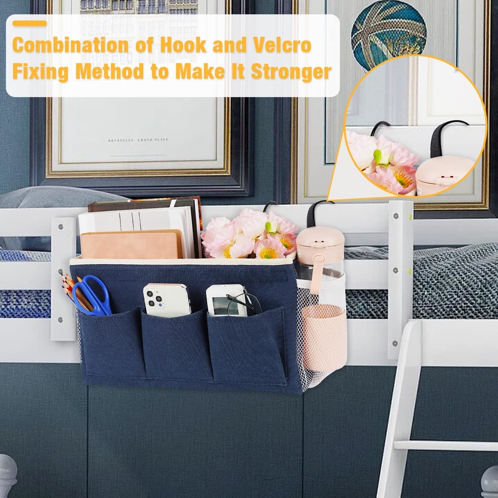 Lilithye Bedside Caddy Bedside Organizer Bedside Storage Caddy with Fixed St...