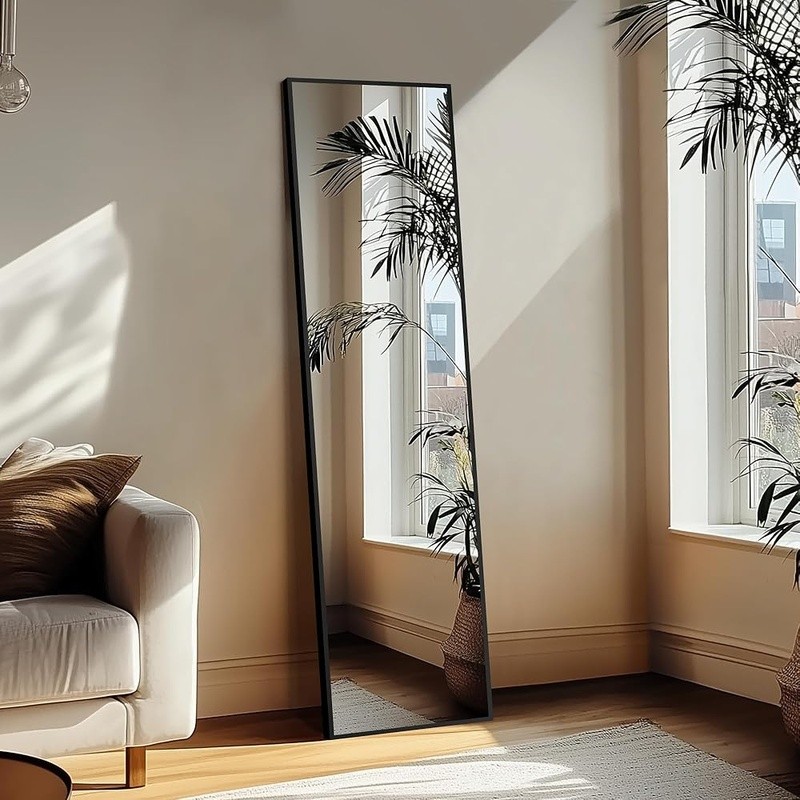 Full Length Standing Mirror HD Reflection Explosion Proof Wall Mount Free Stand