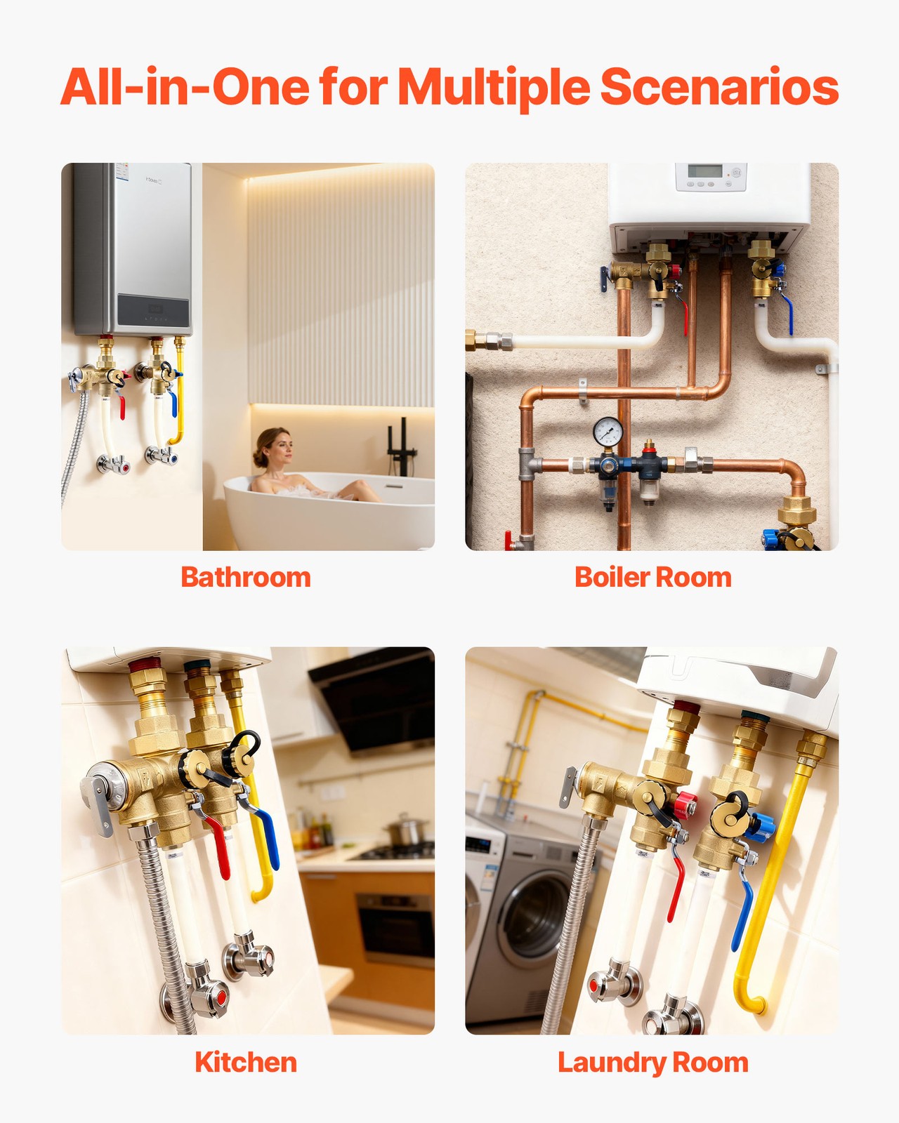 VEVOR Water Heater Kit 3/4" Water Heater Flush Kit with 2PCS Isolation Valves