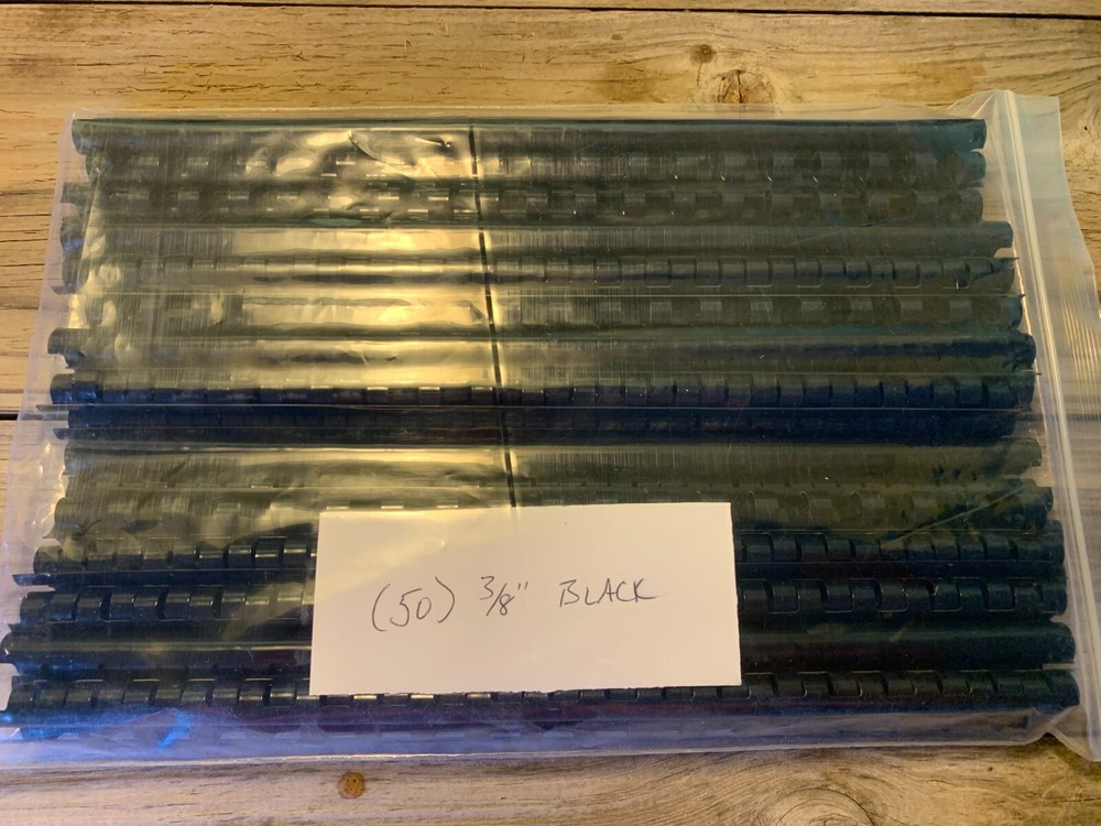 (50) 3/8" PLASTIC BINDING COMBS - "BLACK" *NEW