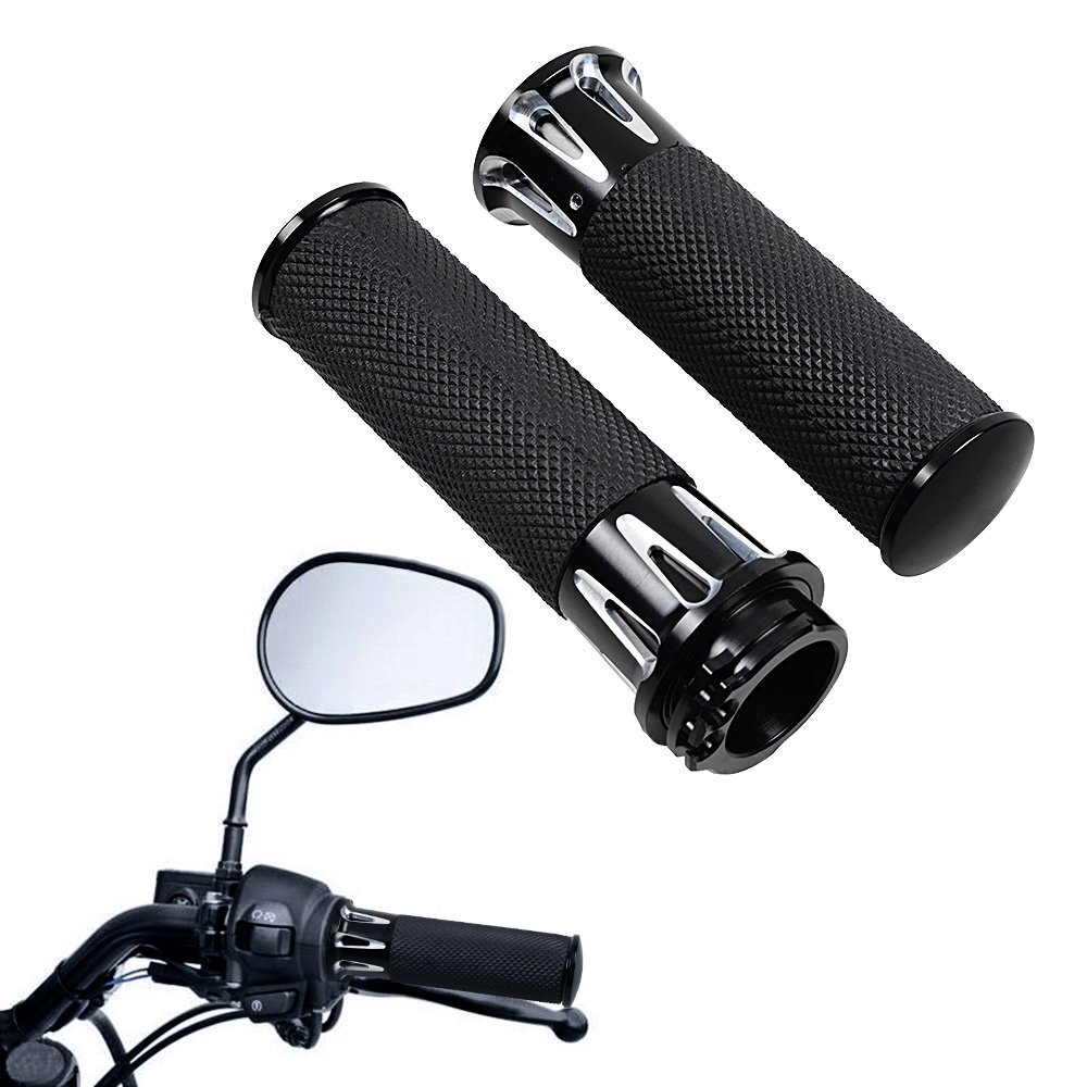 Black Motorcycle 1" Handlebar Hand Grips w/Switches Controls Housing For Harley