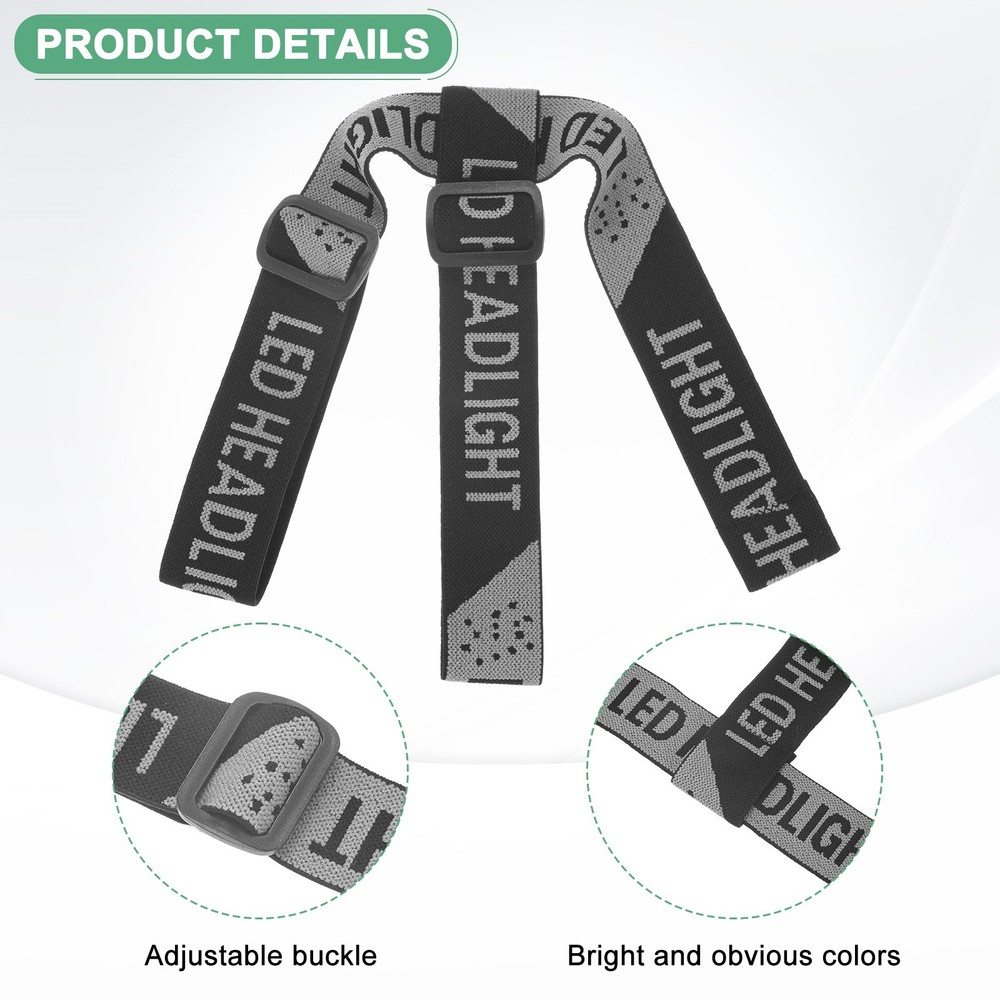 3-Pack Headlamp Strap Replacement Headband for Camping Black Gray