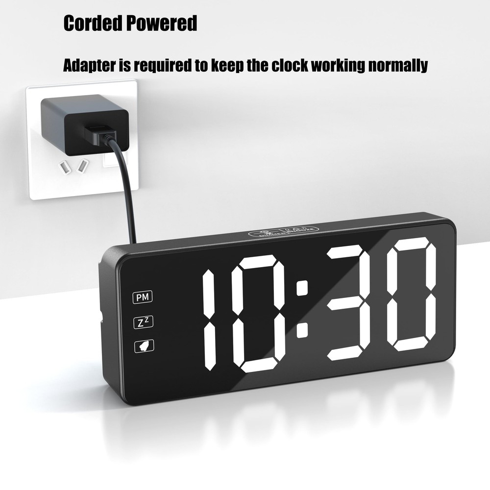 Bedside Clock with Oversized Buttons, 2.4'' LED Digits Display, 24H Memory & ...