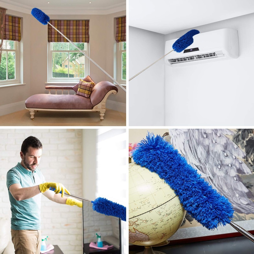 Cobweb Duster with Extension Pole, Washable Cleaning Duster Kit with 2 Duster...