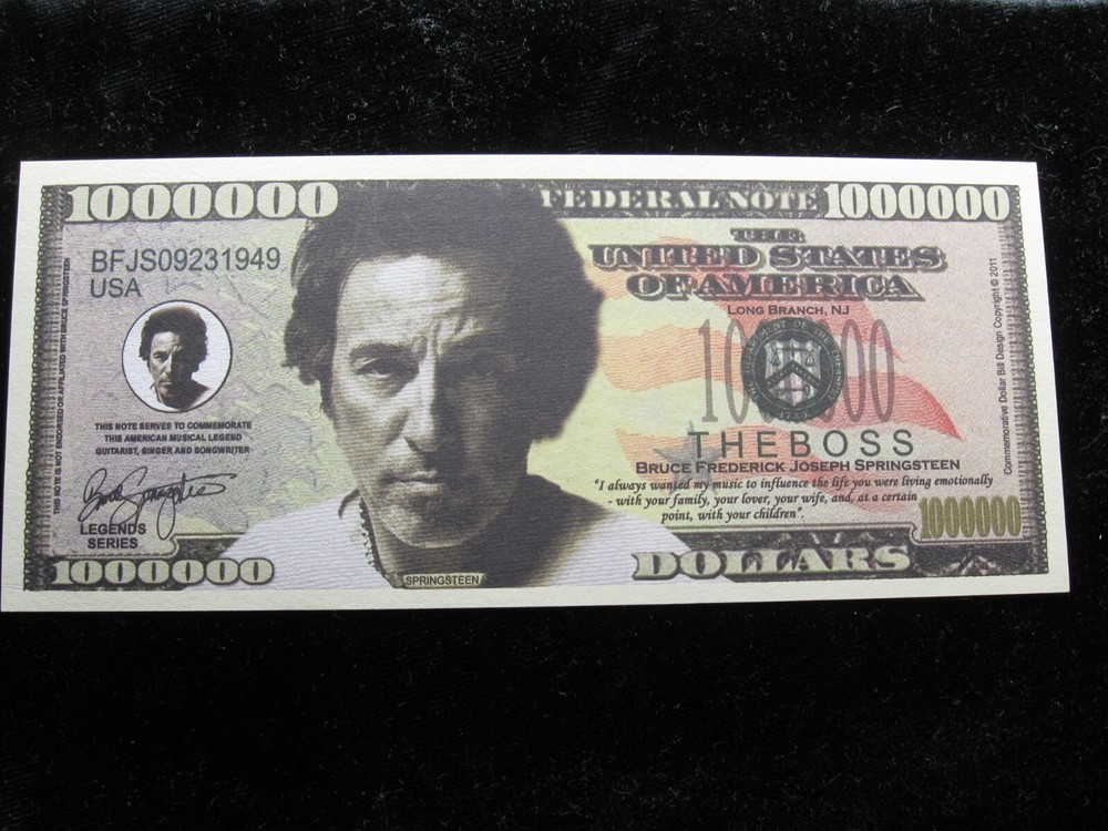 Bruce Springsteen Novelty currency note 6" x 2 1/2" (10)