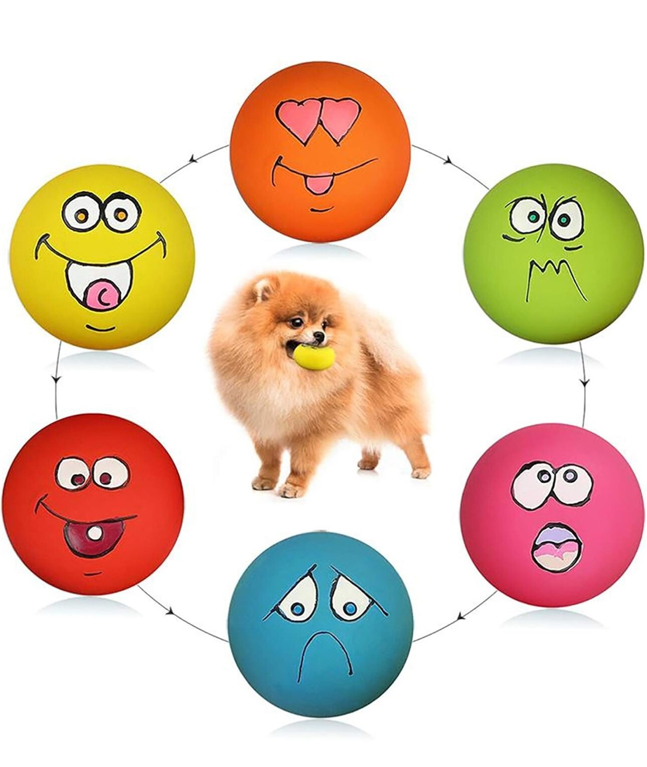 Squeaky Dog Toys Latex Rubber Soft Fetch Play Pet Balls Small Medium Dogs 6 PCS