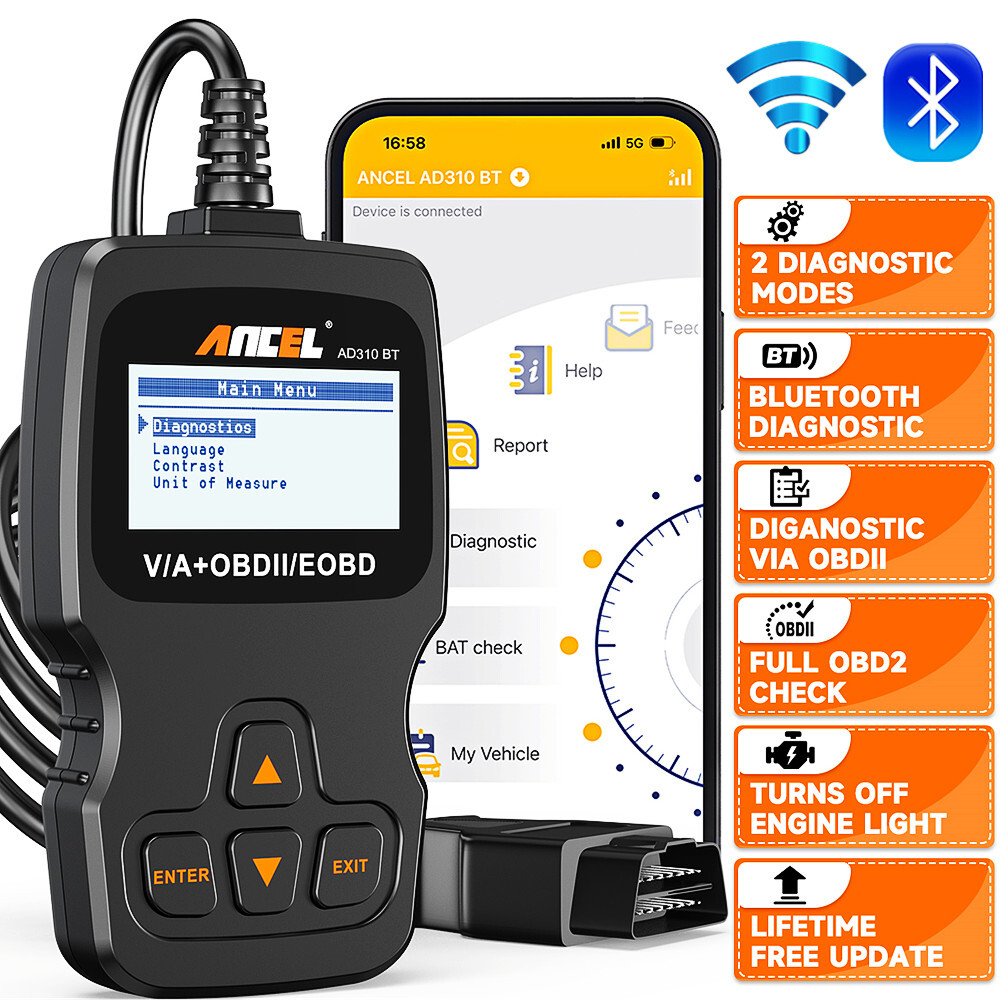 Check Engine Car OBD2 Bluetooth Code Reader Diagnostic Scanner for IOS & Android