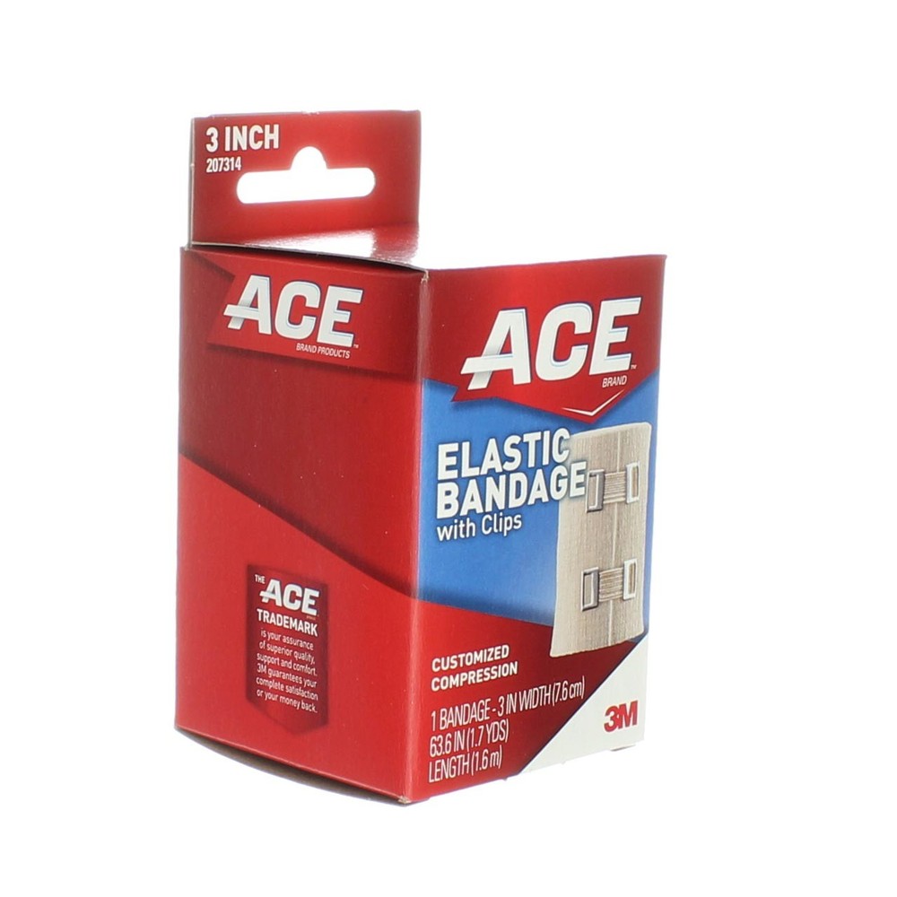3 Pack Ace Elastic Bandage with Clips, 3in