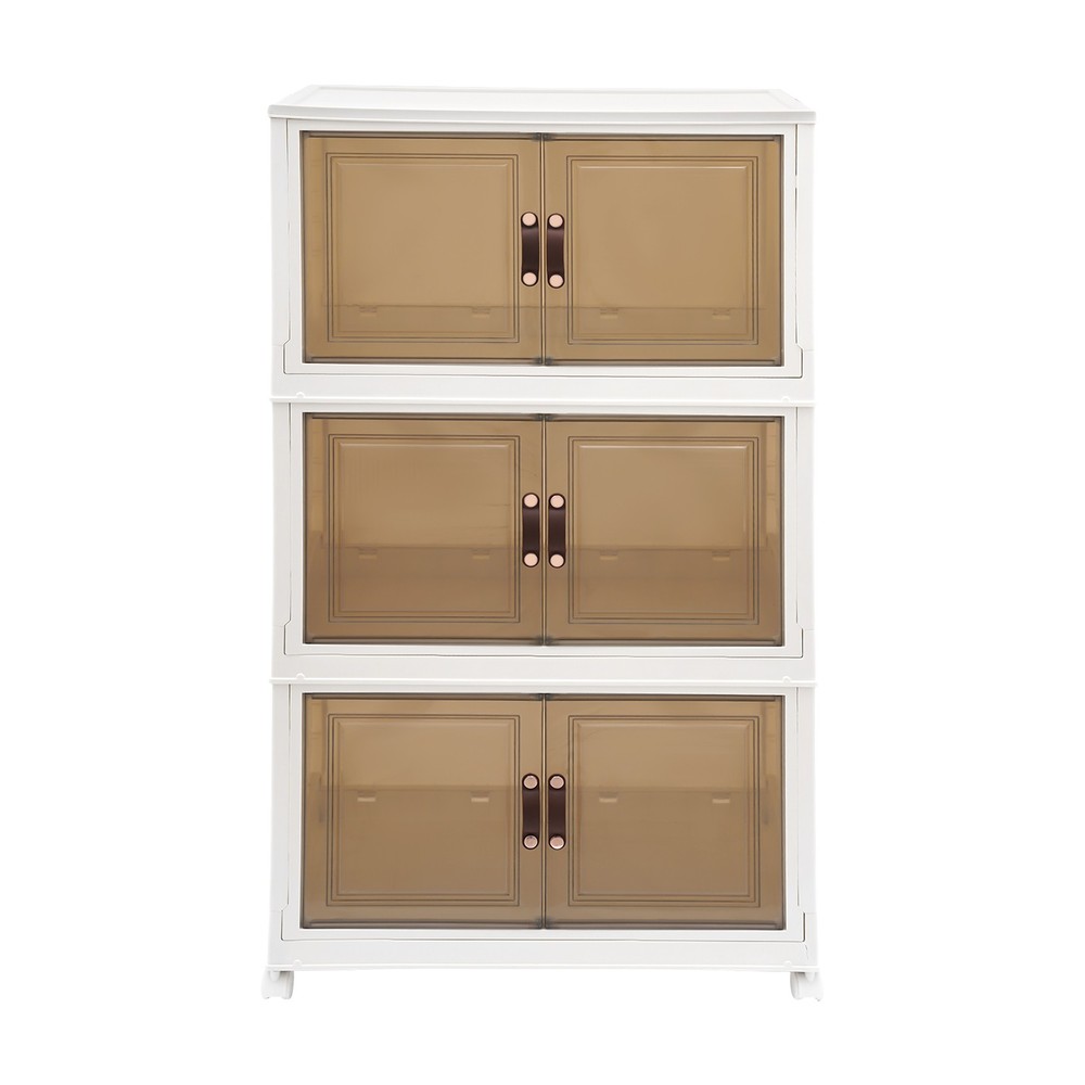 3-Tier Stackable Storage Bins with Lids & Wheels Foldable Closet Organizer Box