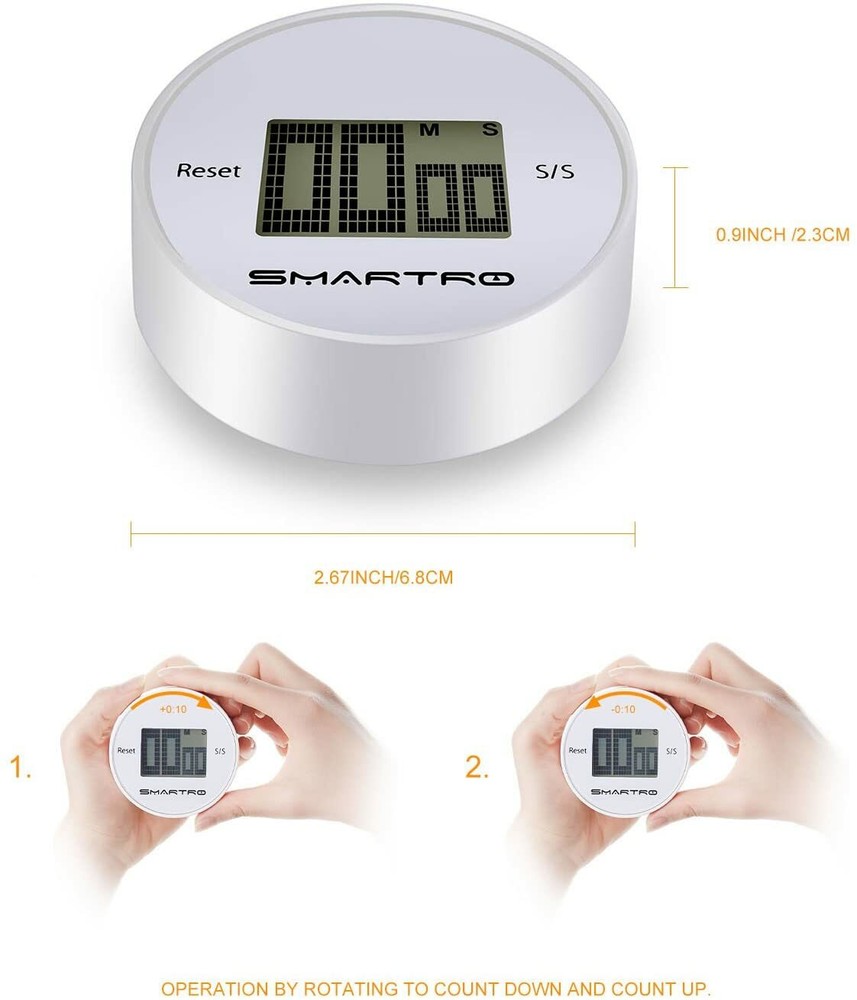 Cooking Set Timer Digital Countdown Loud Alarm Large Touch LCD w/ AAA Batteries