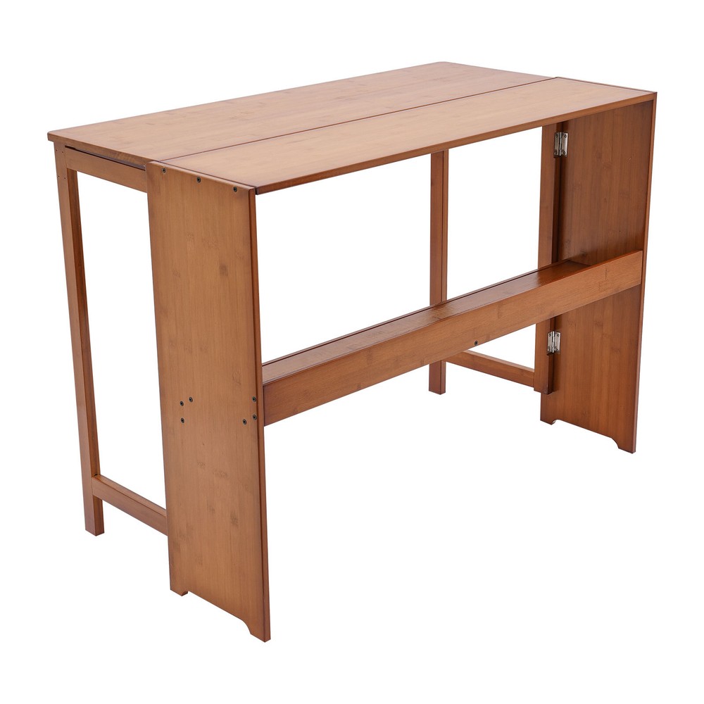 Foldable Bamboo Desk ?C Space-Saving Home Office Writing Workstation