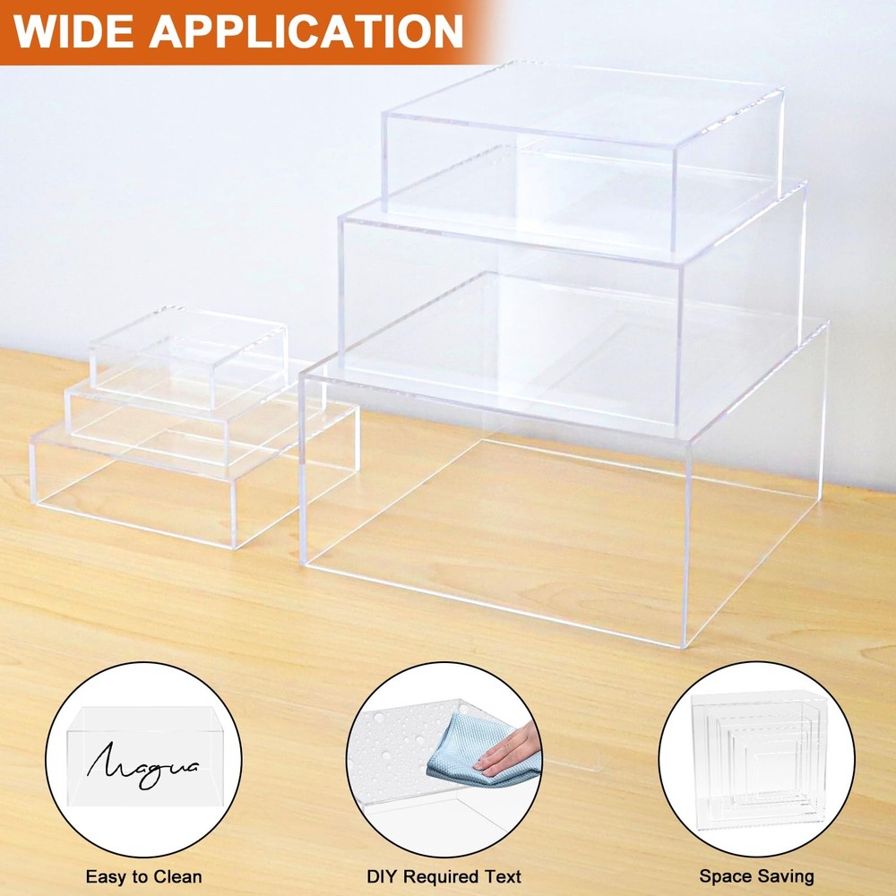 6Pcs Clear Acrylic Boxes for Display as Buffet Risers and Stands, Food Risers...