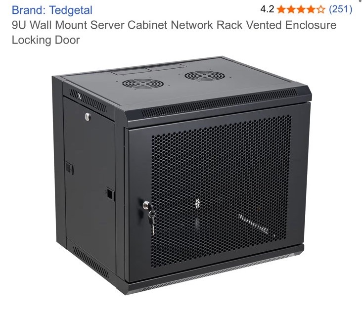 Tedgetal 9U Wall Mount Server Cabinet Network  Vent Enclosure Lock