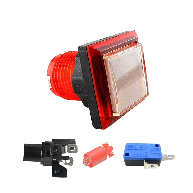 33*33mm Transparent Arcade Square Push Button Illumilated LED With Microswitch e