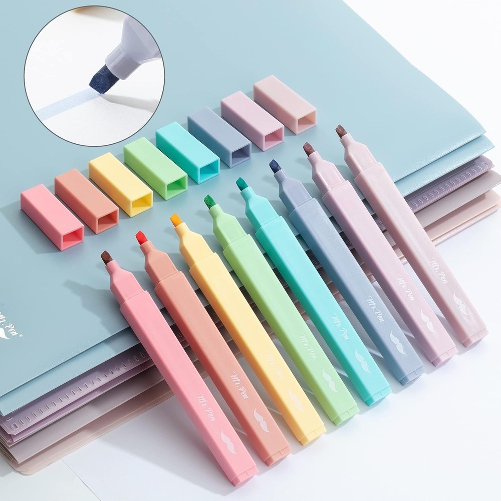 Creative 8-Pack Pastel Highlighters with Chisel Tip - No Bleed, Quick-Dry