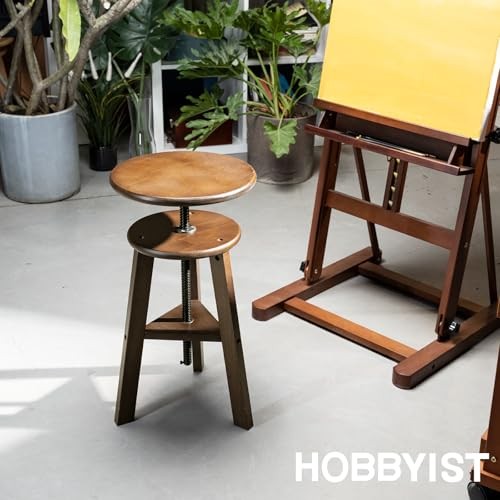 Drafting Stool with Solid Beech Wood, Height Adjustable Artist Studio Walnut