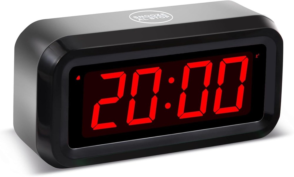 Battery Powered LED Alarm Clock Adjustable Brightness
