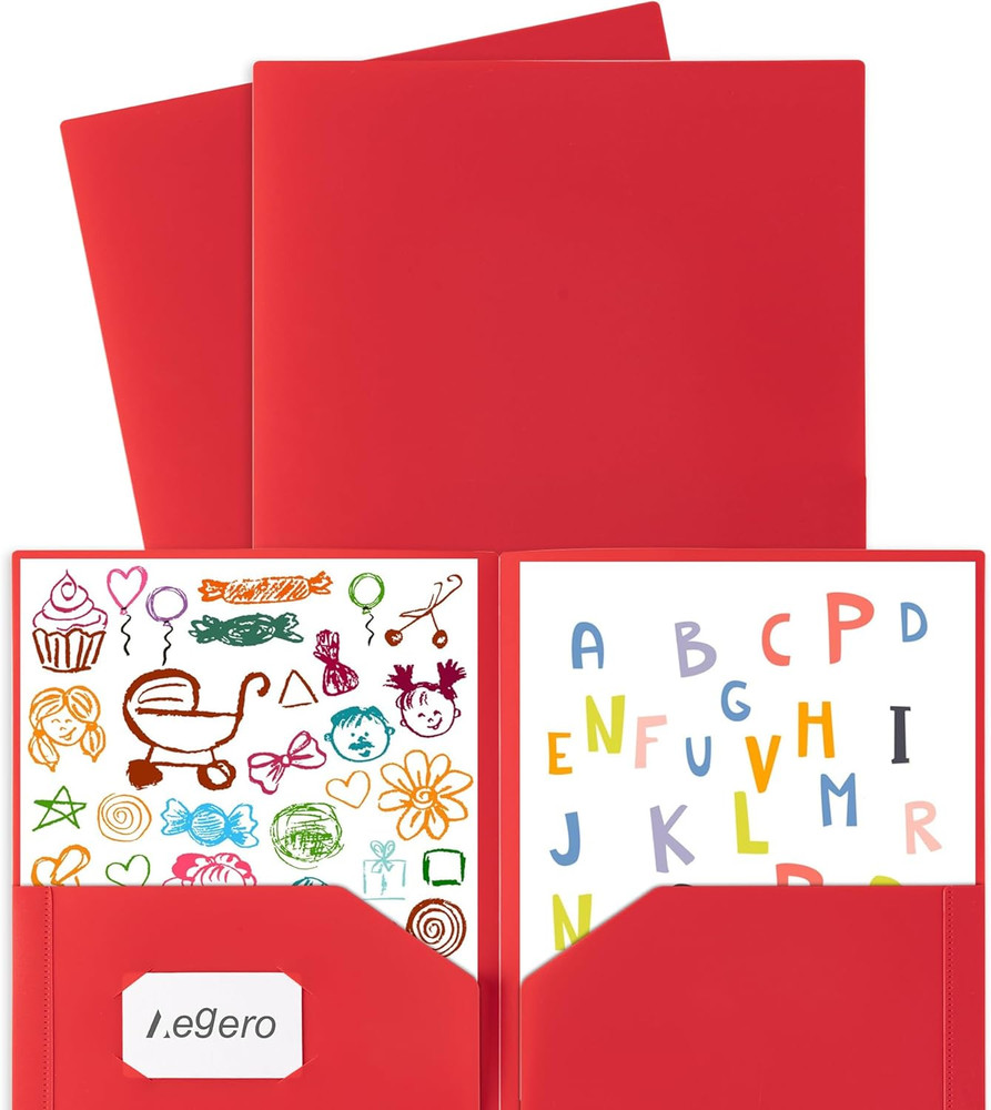 Plastic Folders with Pockets (7 Pack, Assorted Colors), Durable Heavy Duty File