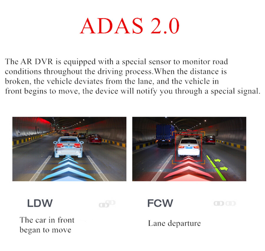 Car Dash Camera 170° Video Recorder ADAS G-sensor Night Vision Loop Recording