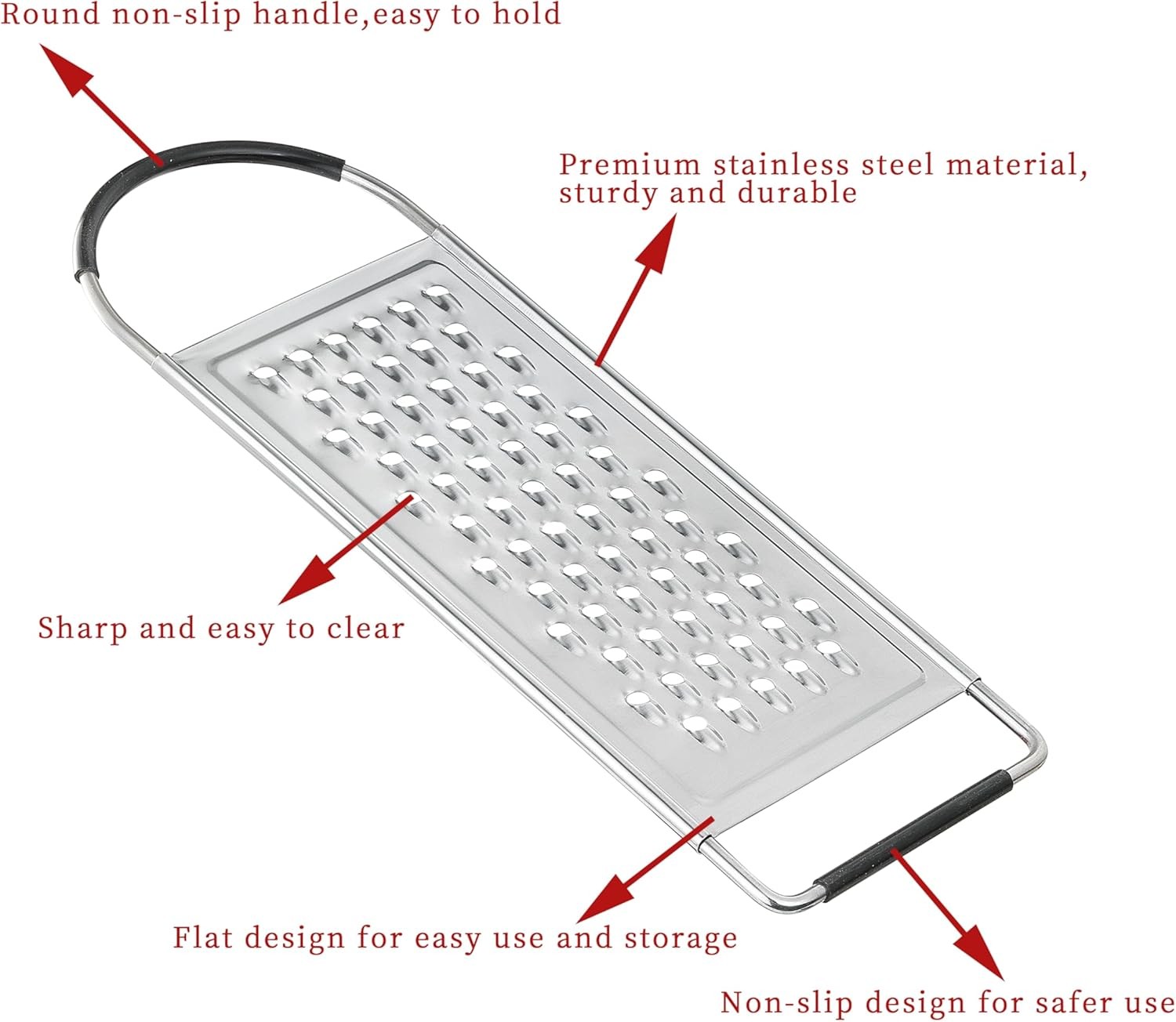 Cheese Grater Handheld, HIA Flat Coarse Stainless Steel Graters for Silver