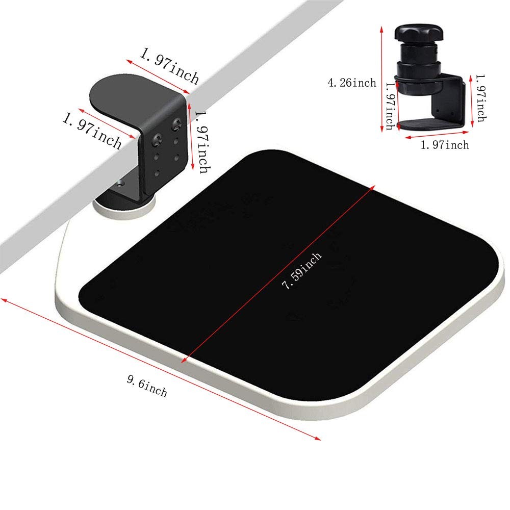 Clamp On Mouse Platform Under Desk Adjustable Tray Mount 360 Wrist Rest