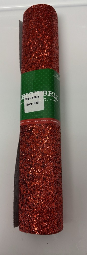 🆕 Sleigh Bell Table Runner Red Glitter