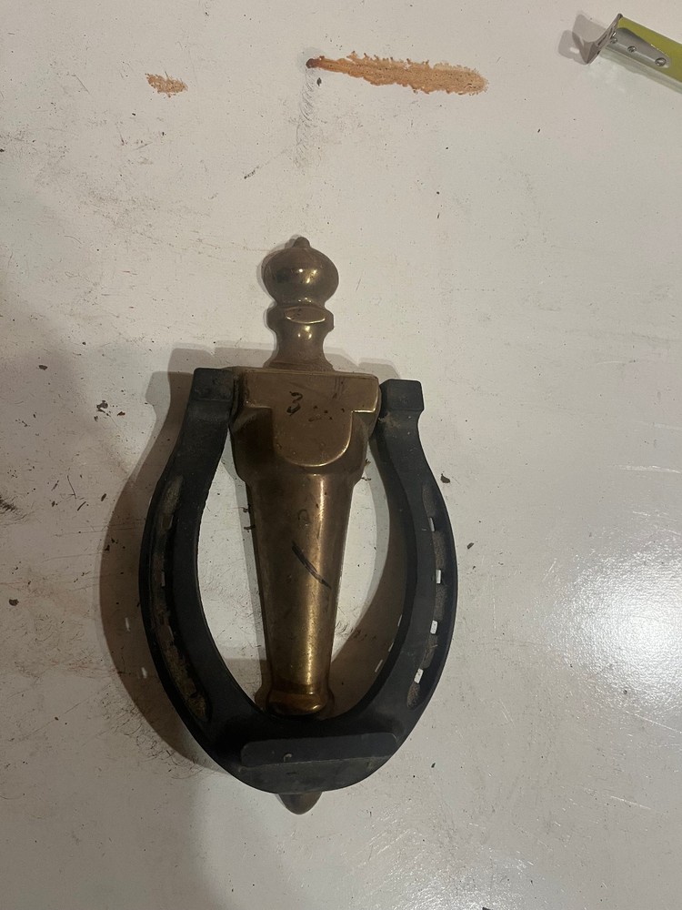 SOLID BRASS HORSESHOE DOOR KNOCKER 7.5" long made in U.S.A.