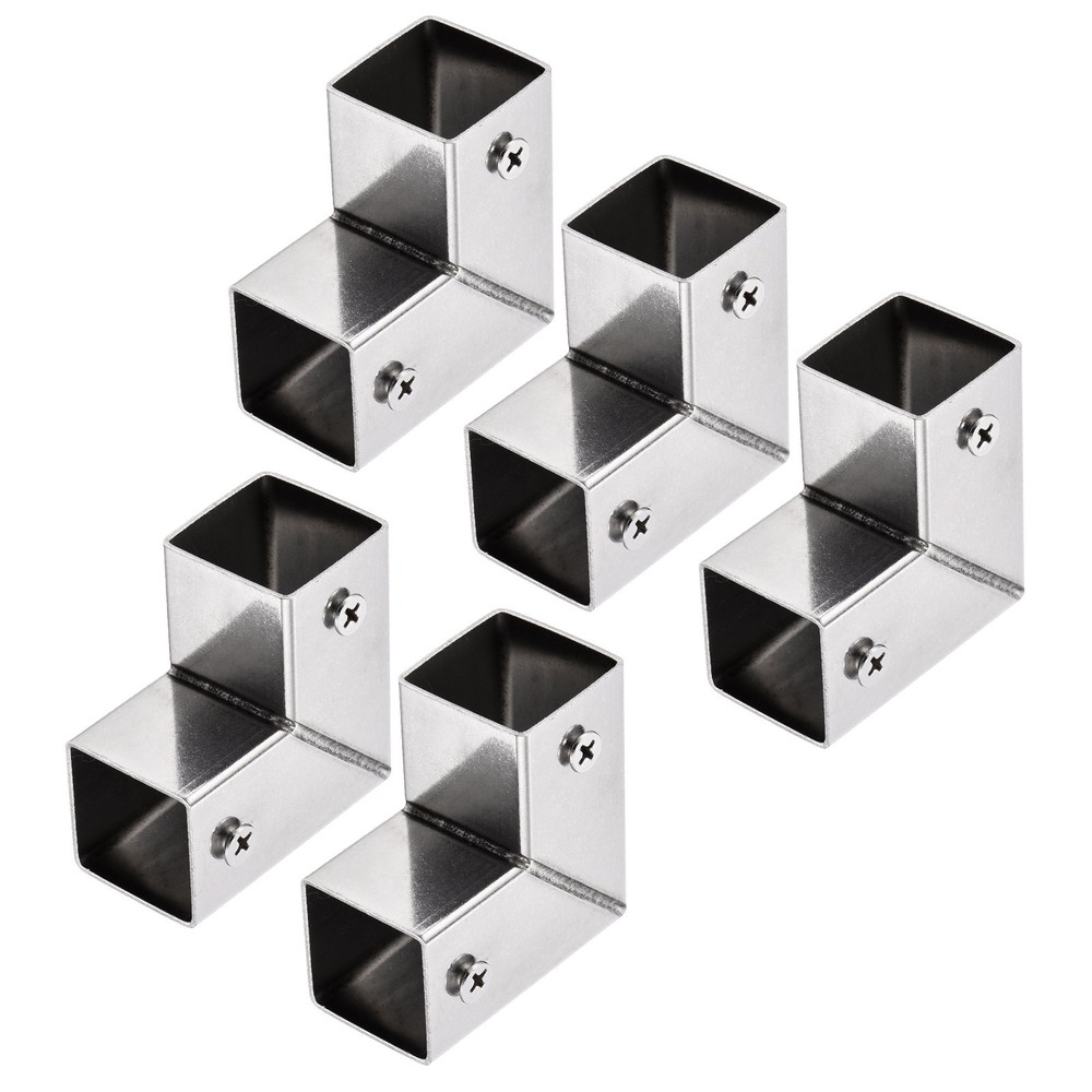5Pcs End Rail Clamps 1" Flat Square Structural Pipe Connector 2-Way
