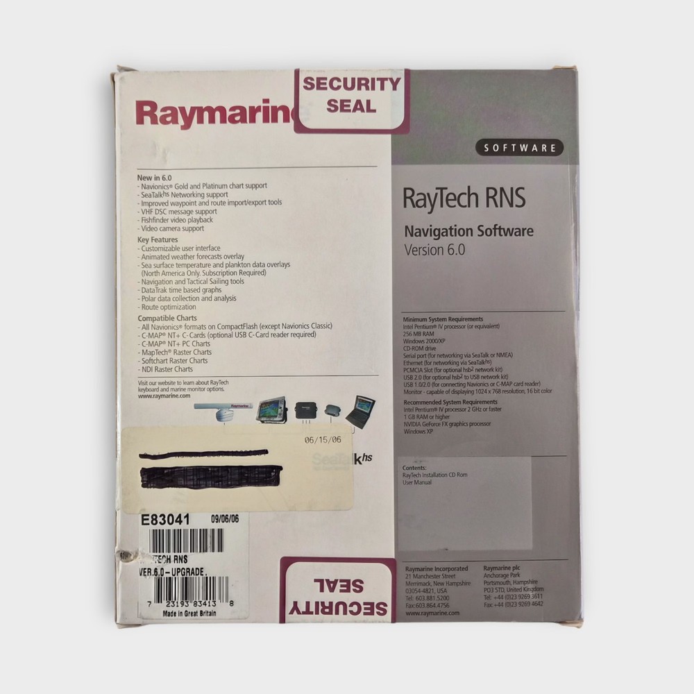 Raymarine RayTech RNS PC Navigation Software Version 6.0 -E83041- **New In Box**