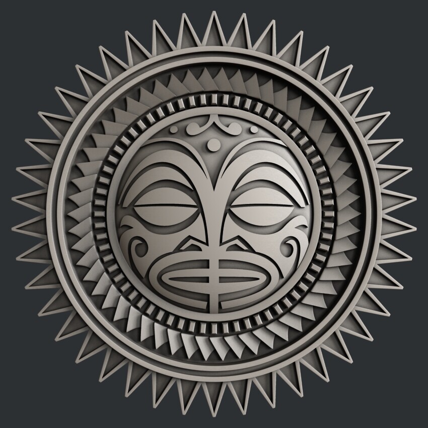 3d STL models for CNC, Artcam, Aspire, polynesia sun