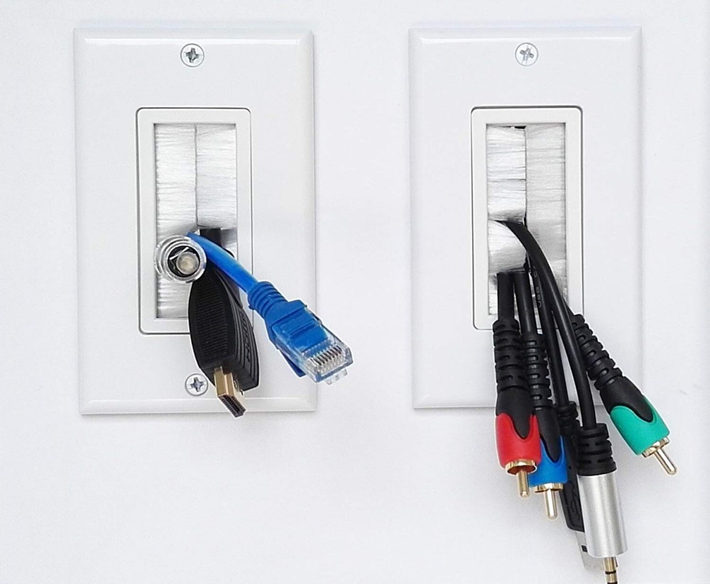 Brush Wall Plate Deco Bristle Insert with Mounting Bracket for Cables 30-Pack
