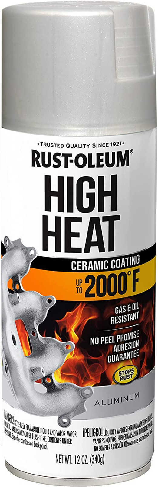 Rust-Oleum 248904 Automotive High Heat Spray Paint, Flat Aluminum 12 Ounce