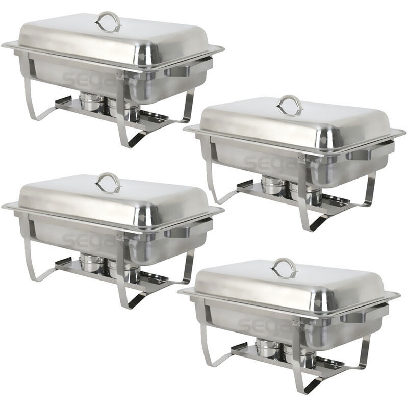 8 Quart Stainless Steel Rectangular Chafing Dish Full Size Buffet Catering 4Pack