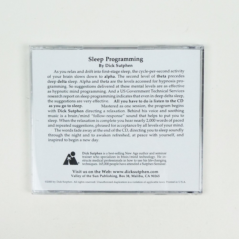 SELF DISCIPLINE Sleep Programming Hypnosis CD Dick Sutphen Control motivation