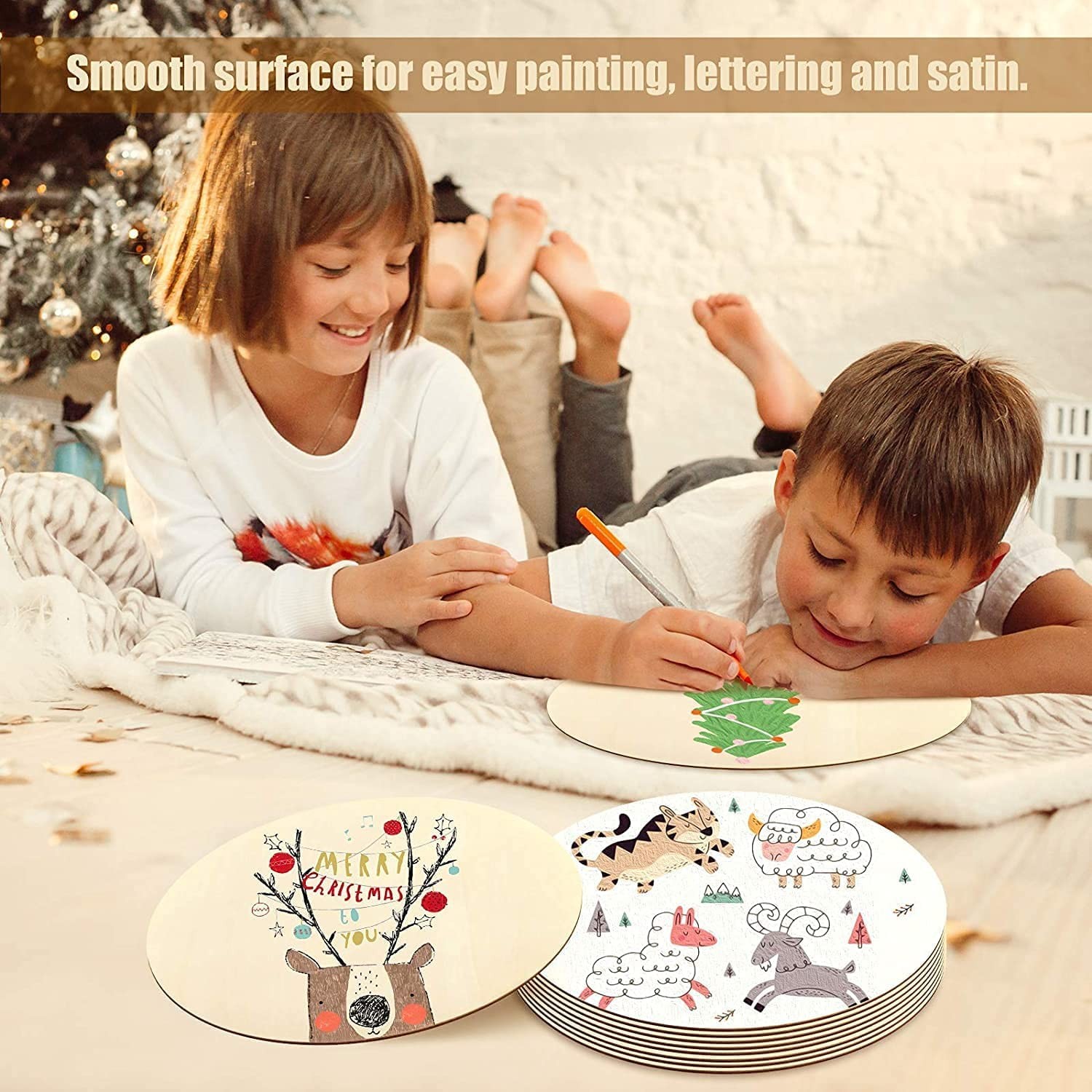 22 Pieces 12" Inch Round Wood Discs for Crafts, Unfinished 12inch 22Pcs, wood