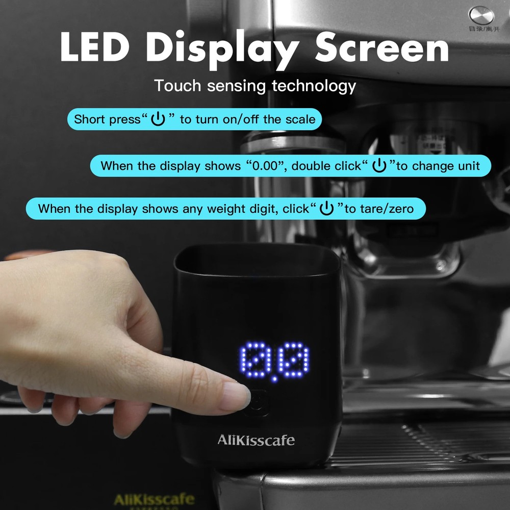 AliKisscafe Digital Dosing Cup Coffee Scale Display Tray Precise Scale Measuring