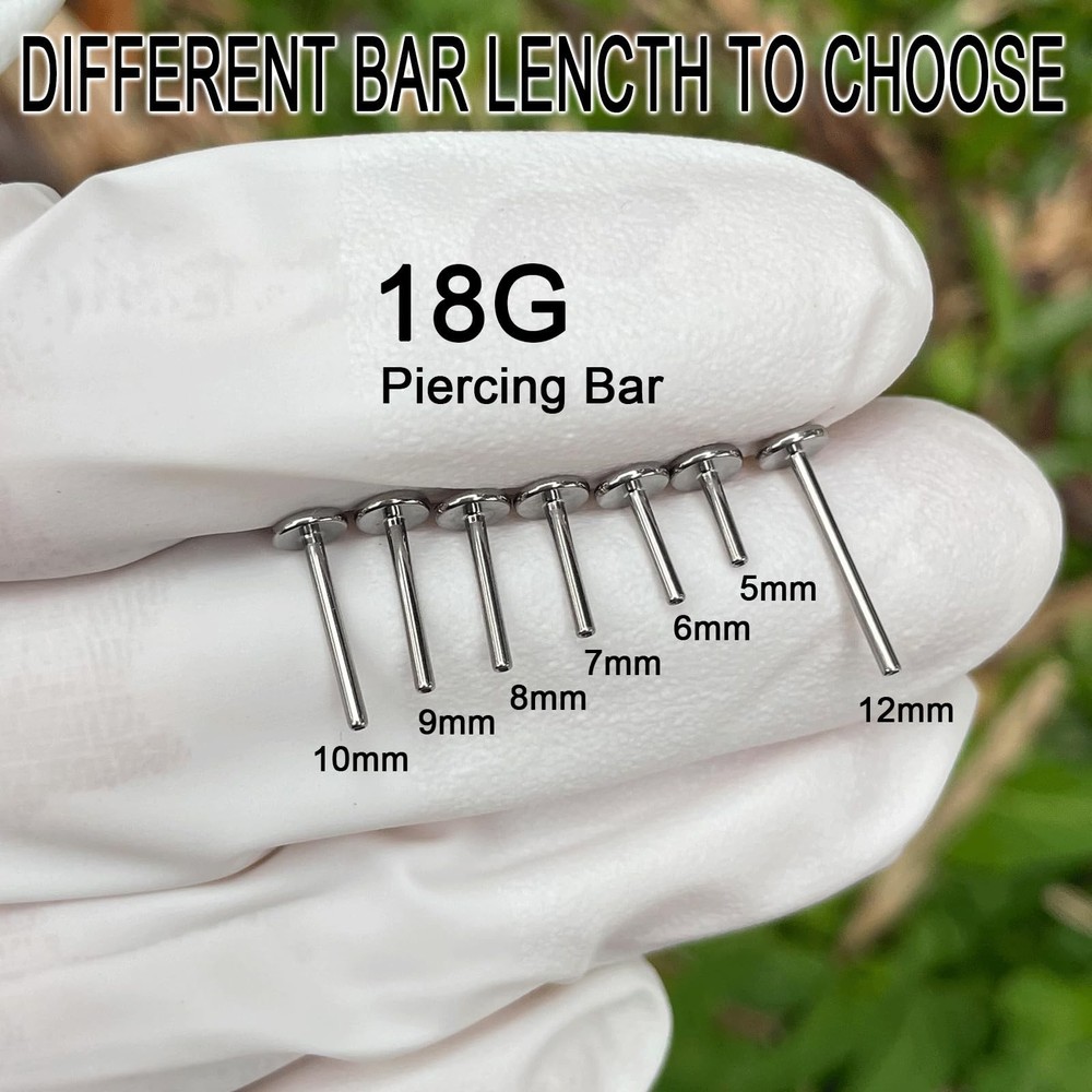 20G/16G/18G/ Threadless Bar G23 Titanium Replacement Post Bar Flat Back Stud ...