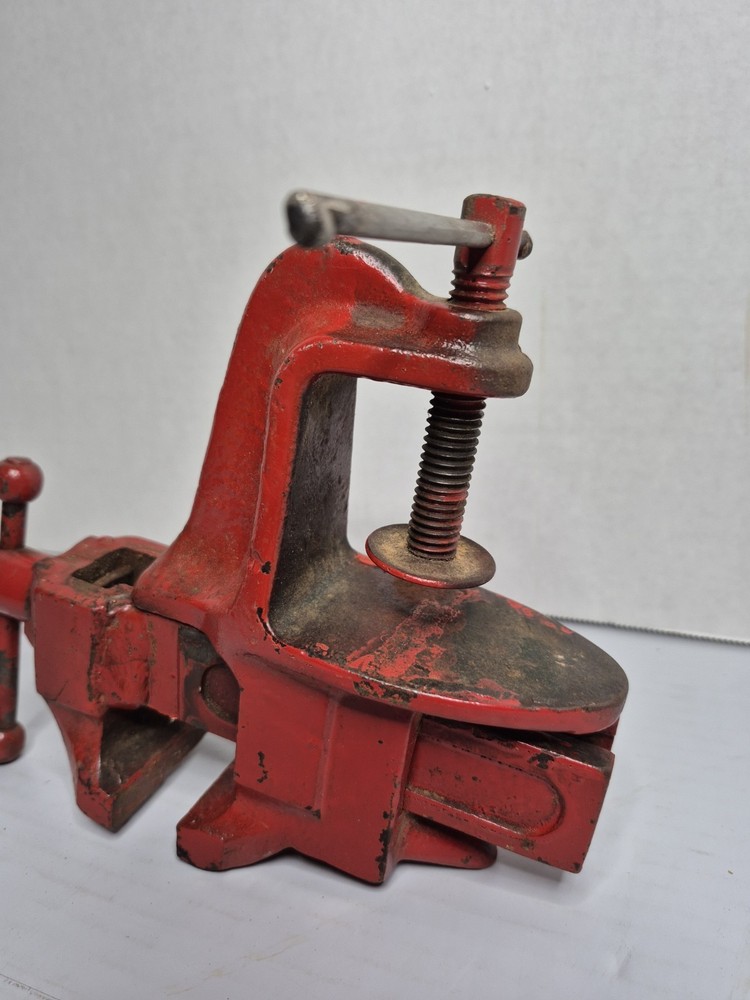 Vintage Red Bench Table Vise 8"×6" Working Condition