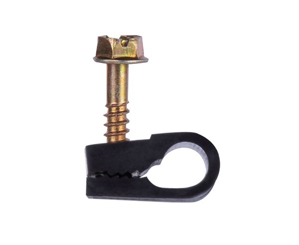 Screw-in Cable Clip 1/2" Depth, Single, Black - 100 Pack
