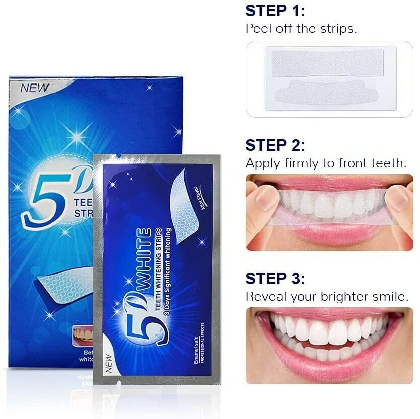 28PCS 5D Teeth Whitening Strips Tooth Rapid Bleaching White Strips Teeth White